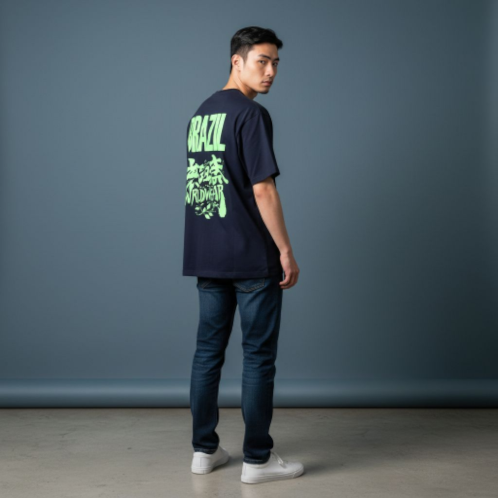 Backprint Oversize Brazil Blue T-Shirt