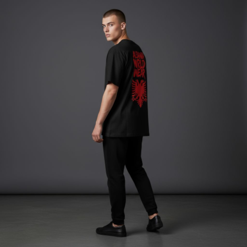 Backprint Oversize Albania T-Shirt Black