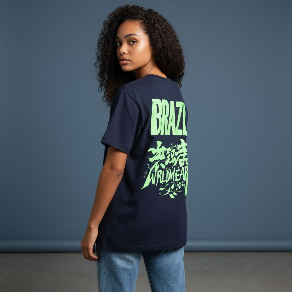 Backprint Oversize Brazil Blue T-Shirt